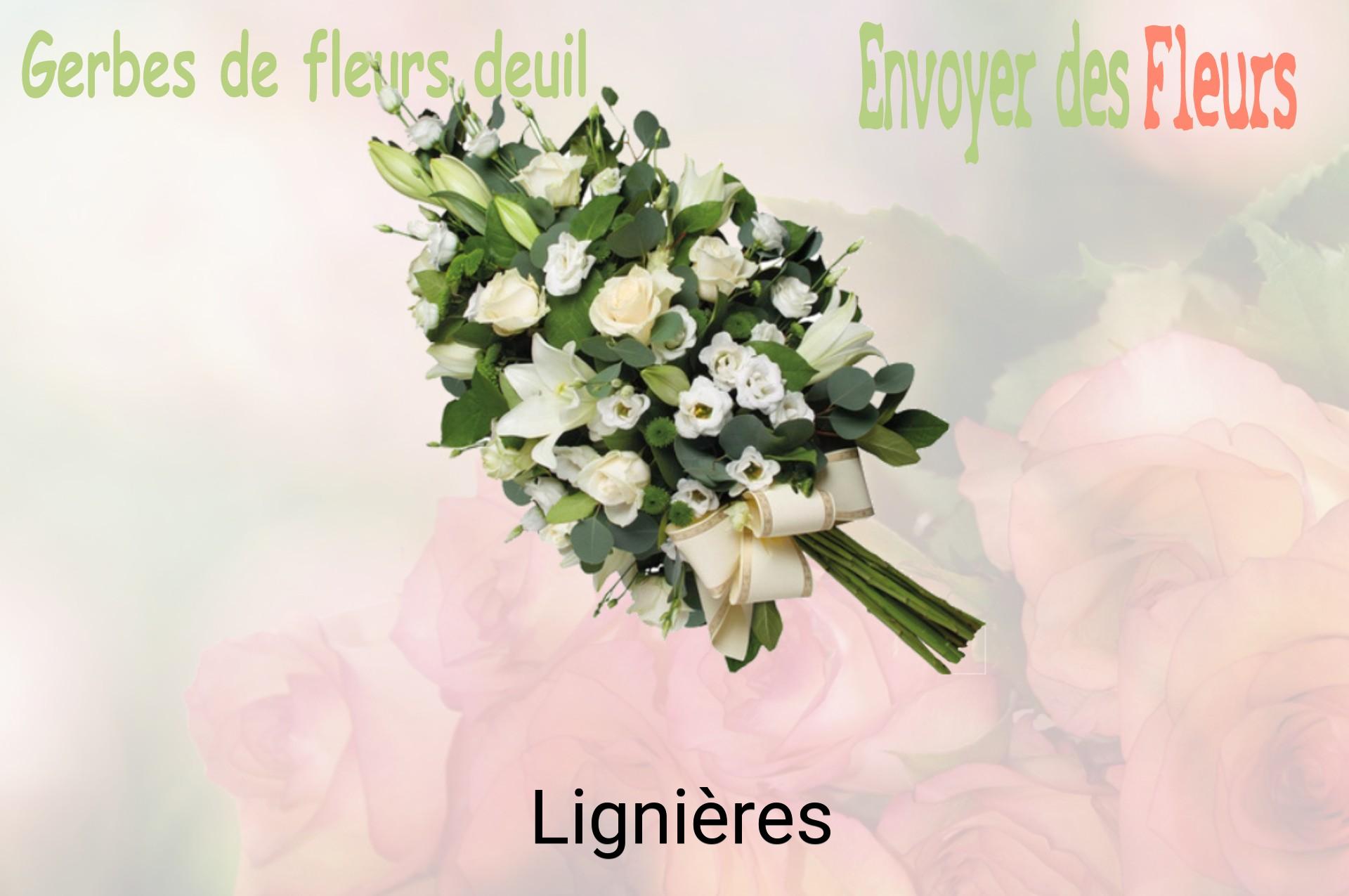 Gerbe de fleurs de deuil livrée à Lignières